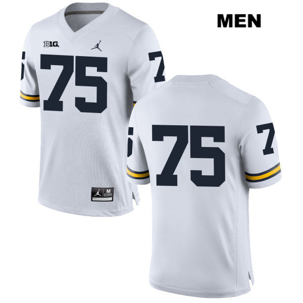 Men's NCAA Michigan Wolverines Jon Runyan #75 No Name White Jordan Brand Authentic Stitched Football College Jersey FV25L17PR